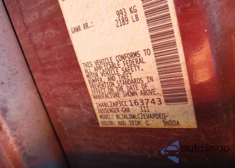 2012 Nissan Altima 3.5 Sr from USA, damaged, VIN 1N4BL2AP3CC163743